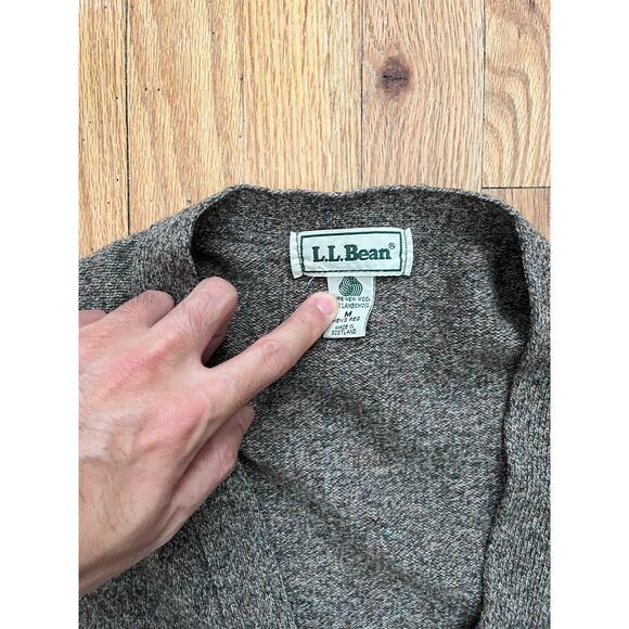 VTG LL Bean Sweater Men M Brown Lambswool Made in Scotland Cardigan - Picture 2 of 3